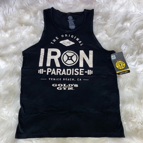 GOLD’S GYM Black Venice Beach Iron Paradise Muscle Tee Tank Top S - Picture 4 of 12